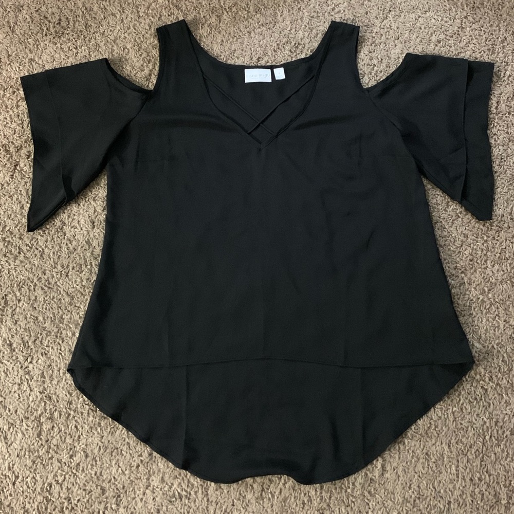 Open Shoulder Black Top